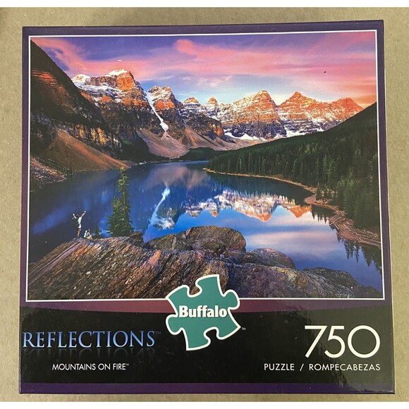 Buffalo Games 750pcReflections Cardboard Jigsaw Puzzle Sealed Mountains on Fire - Picture 1 of 2